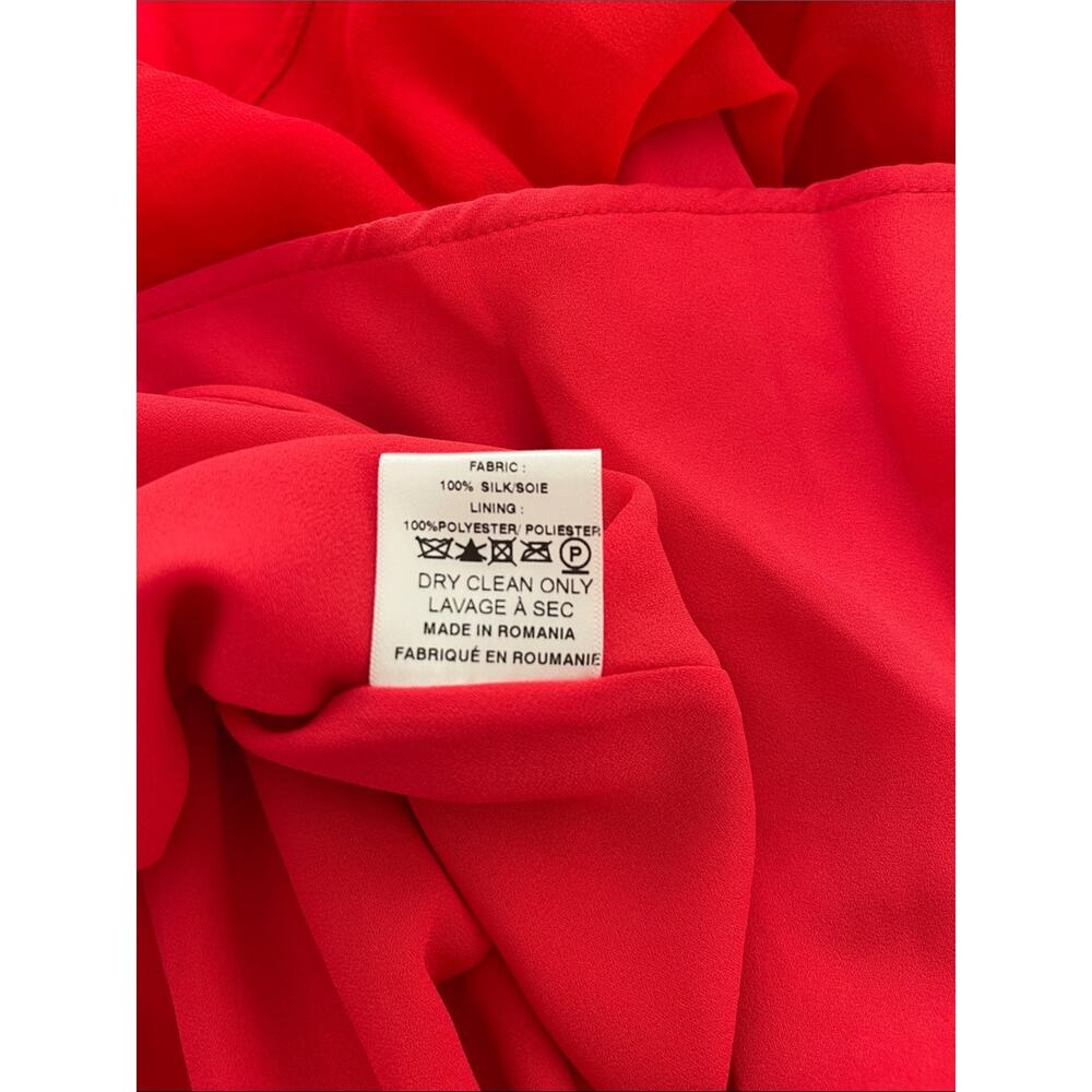 BERNADETTE Daffodil Off the Shoulder Floral Silk Red Maxi Dress Size 12 - Picture 11 of 11